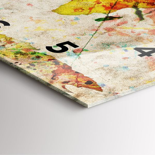 Skleněné hodiny čtvercové Barevná mapa světa