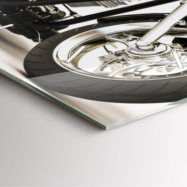 Skleněné hodiny čtvercové Černá motorka