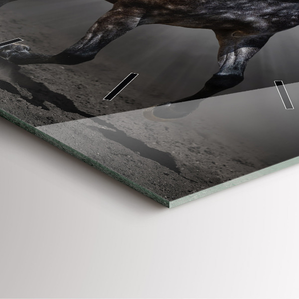 Skleněné hodiny čtvercové Cválající kůň