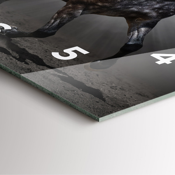 Skleněné hodiny čtvercové Cválající kůň