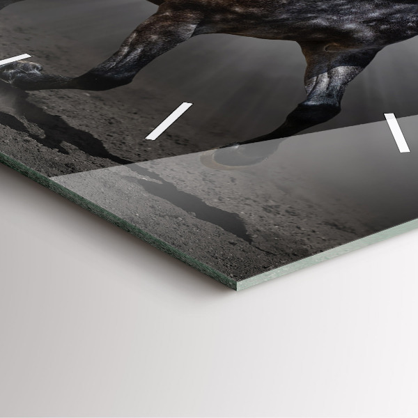 Skleněné hodiny čtvercové Cválající kůň