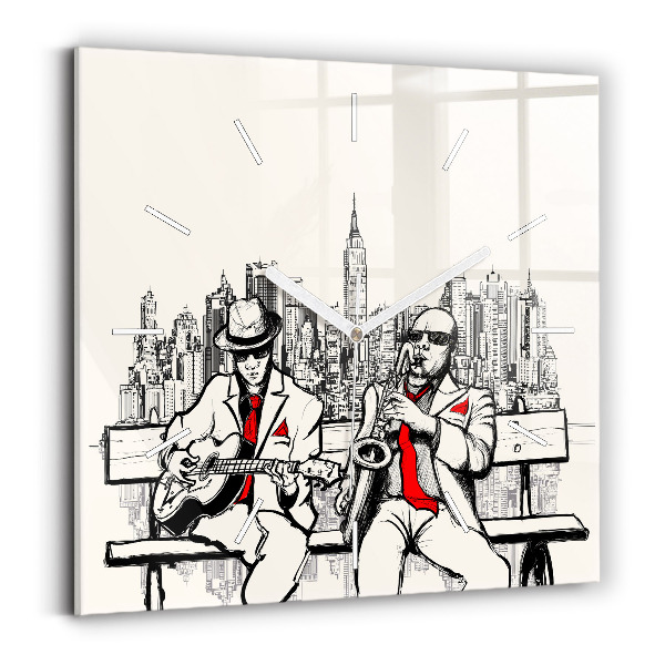 Skleněné hodiny čtvercové Jazz v New Yorku