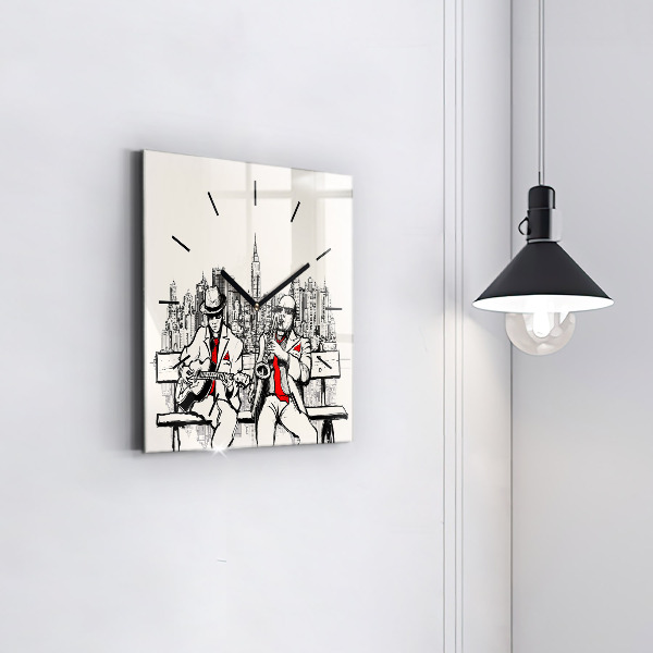 Skleněné hodiny čtvercové Jazz v New Yorku