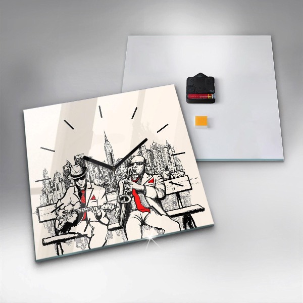 Skleněné hodiny čtvercové Jazz v New Yorku