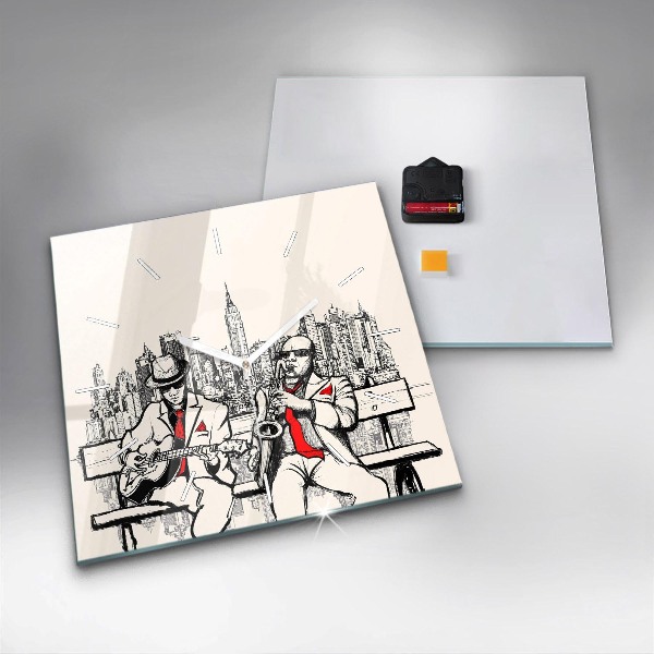 Skleněné hodiny čtvercové Jazz v New Yorku