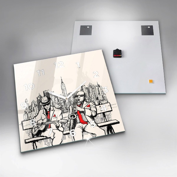 Skleněné hodiny čtvercové Jazz v New Yorku