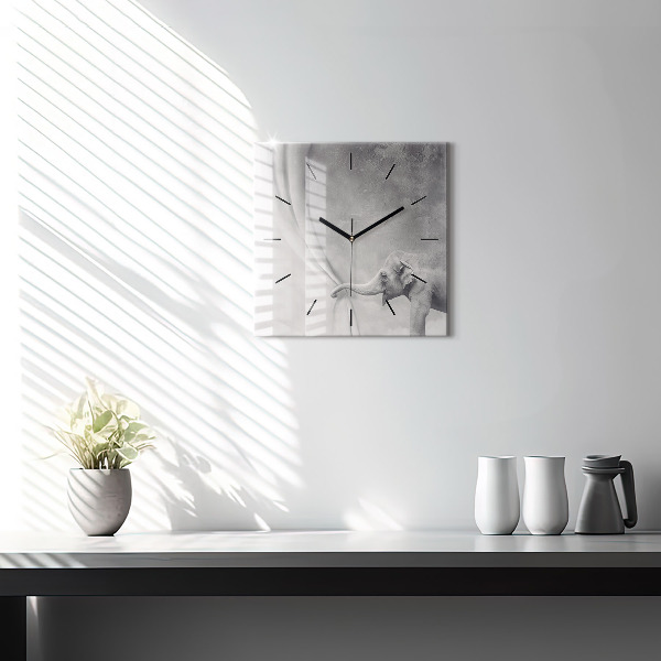 Skleněné hodiny čtvercové Slon