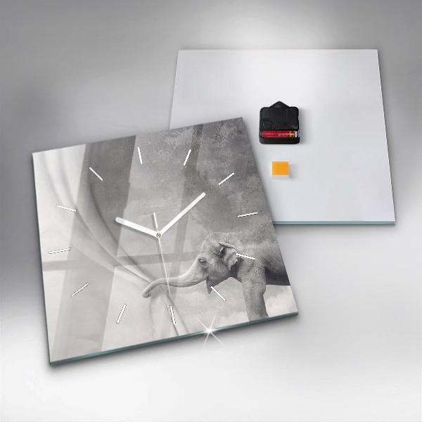 Skleněné hodiny čtvercové Slon
