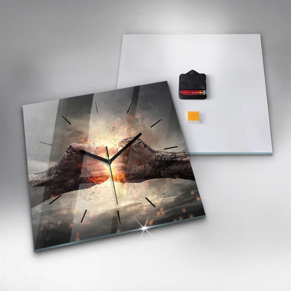 Skleněné hodiny čtvercové Síla pěstí