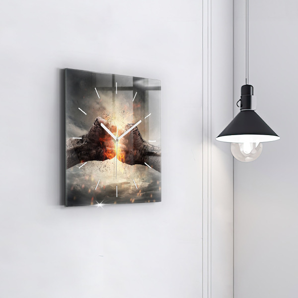Skleněné hodiny čtvercové Síla pěstí