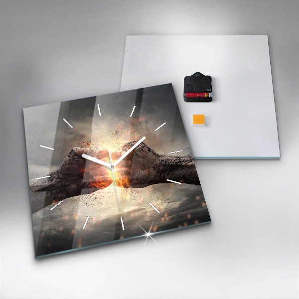 Skleněné hodiny čtvercové Síla pěstí