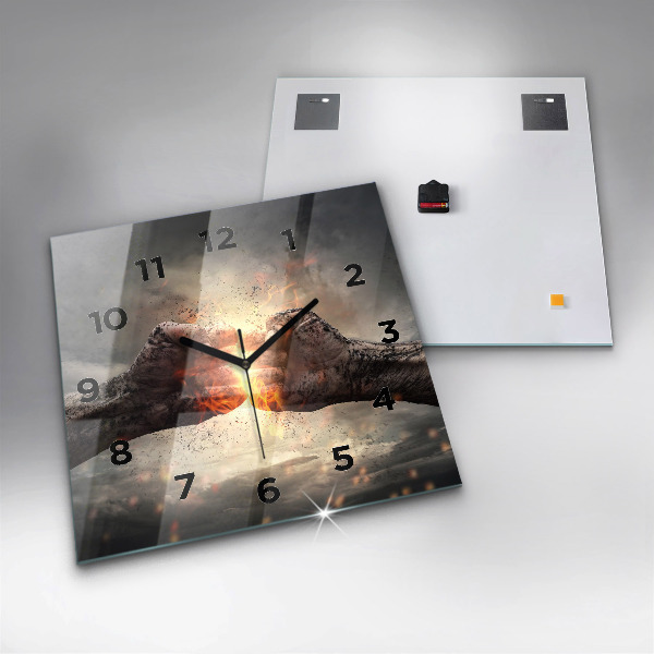 Skleněné hodiny čtvercové Síla pěstí