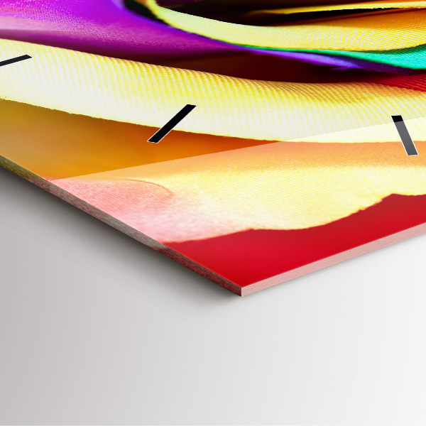 Skleněné hodiny čtvercové Duhová růže