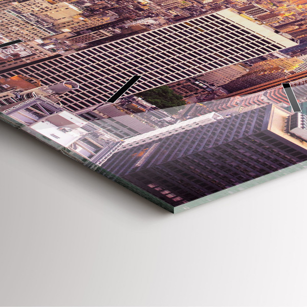 Skleněné hodiny čtvercové Západ slunce New York