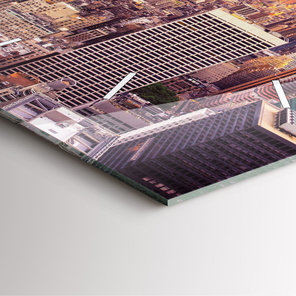 Skleněné hodiny čtvercové Západ slunce New York