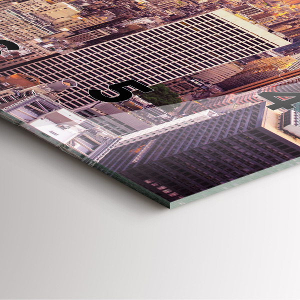 Skleněné hodiny čtvercové Západ slunce New York