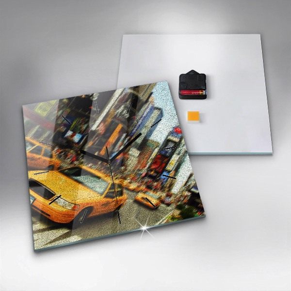 Skleněné hodiny čtvercové Newyorské taxíky