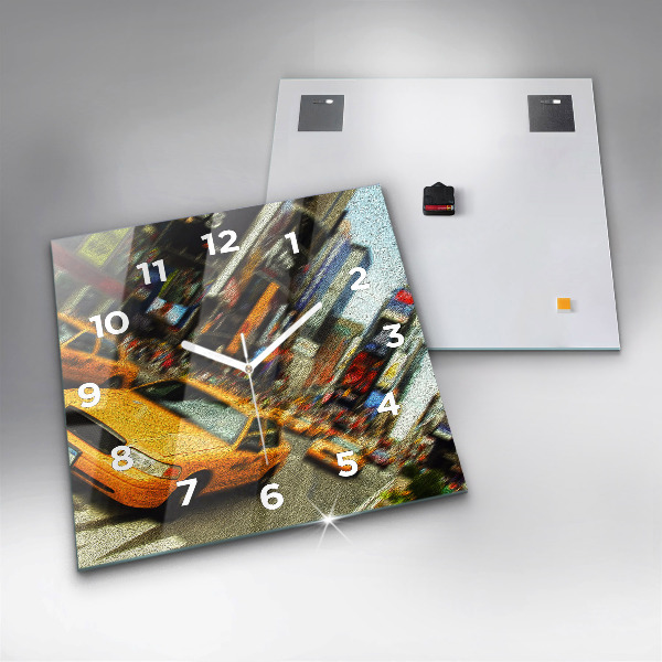 Skleněné hodiny čtvercové Newyorské taxíky