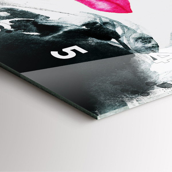 Skleněné hodiny čtvercové Portrét ženy červené rty