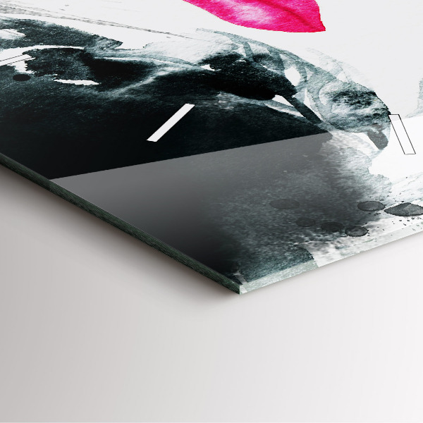 Skleněné hodiny čtvercové Portrét ženy červené rty