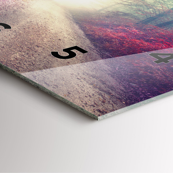 Skleněné hodiny čtvercové Podzimní cesta Lesní mlha