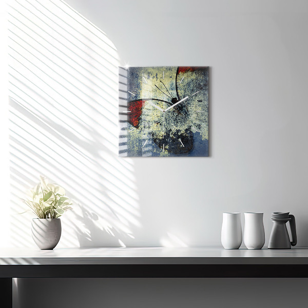 Skleněné hodiny čtvercové Motýl ve stylu vintage