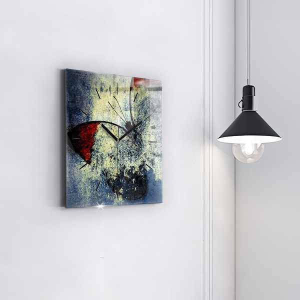 Skleněné hodiny čtvercové Motýl ve stylu vintage