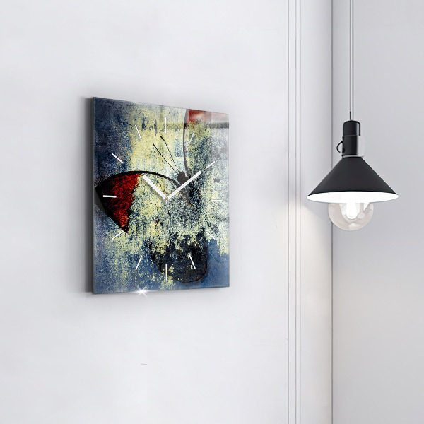 Skleněné hodiny čtvercové Motýl ve stylu vintage