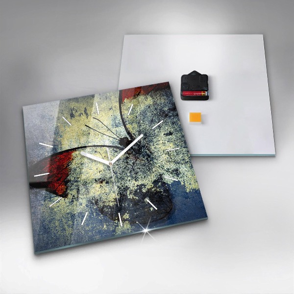 Skleněné hodiny čtvercové Motýl ve stylu vintage