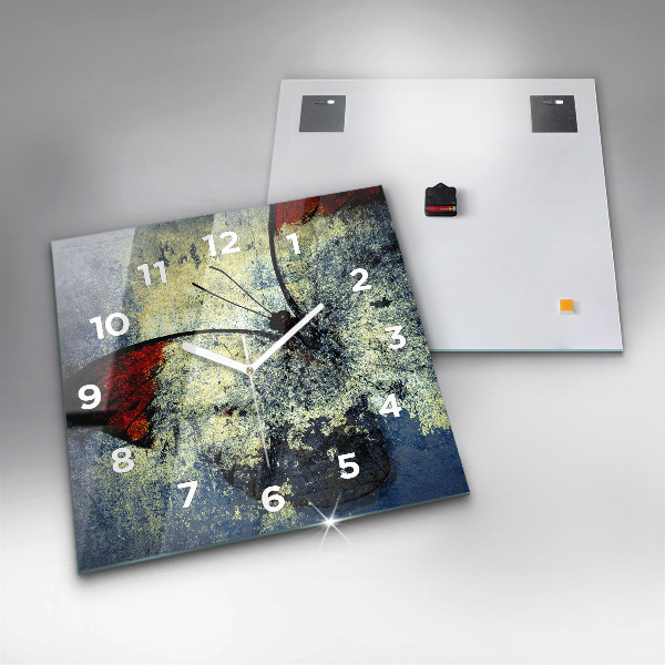 Skleněné hodiny čtvercové Motýl ve stylu vintage