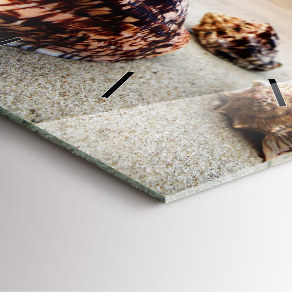 Skleněné hodiny čtvercové Mušle na pláži