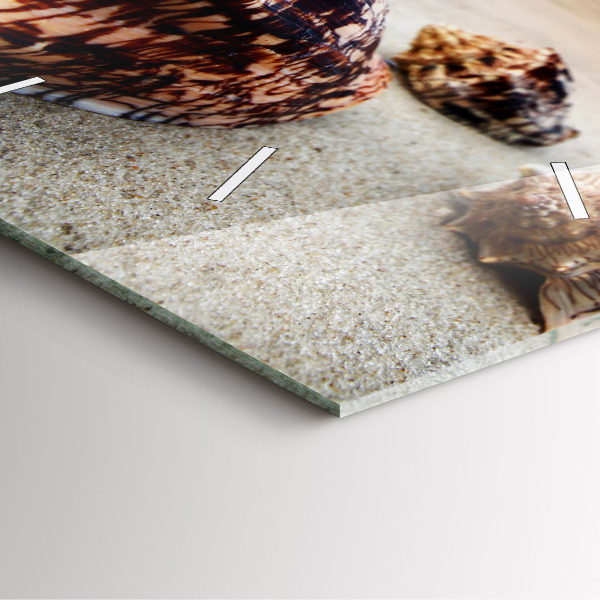 Skleněné hodiny čtvercové Mušle na pláži