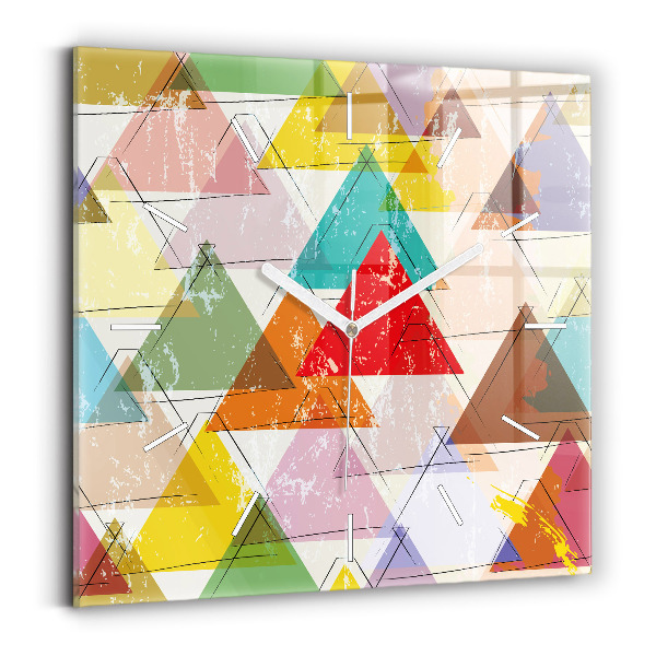 Skleněné hodiny čtvercové Geometrické trojúhelníky