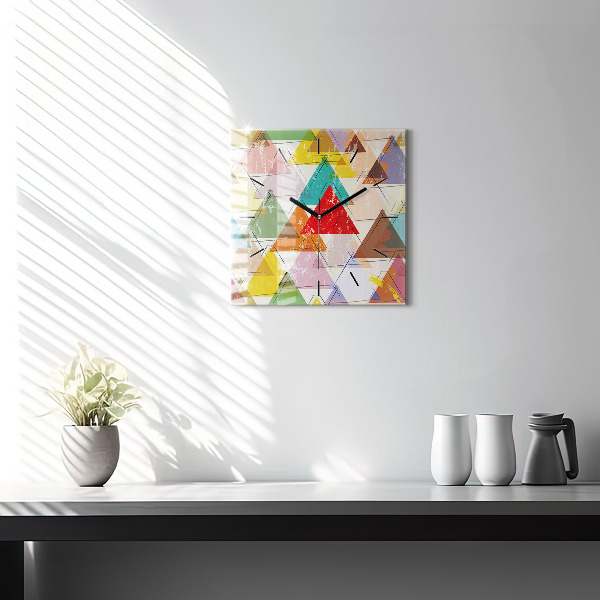 Skleněné hodiny čtvercové Geometrické trojúhelníky