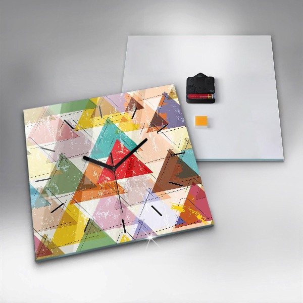 Skleněné hodiny čtvercové Geometrické trojúhelníky