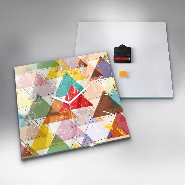 Skleněné hodiny čtvercové Geometrické trojúhelníky