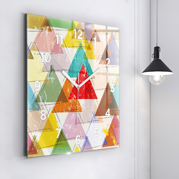 Skleněné hodiny čtvercové Geometrické trojúhelníky