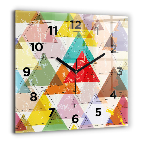 Skleněné hodiny čtvercové Geometrické trojúhelníky