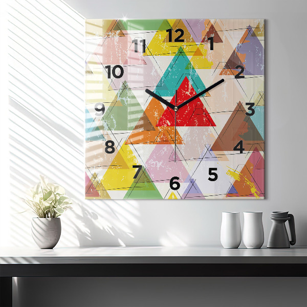 Skleněné hodiny čtvercové Geometrické trojúhelníky