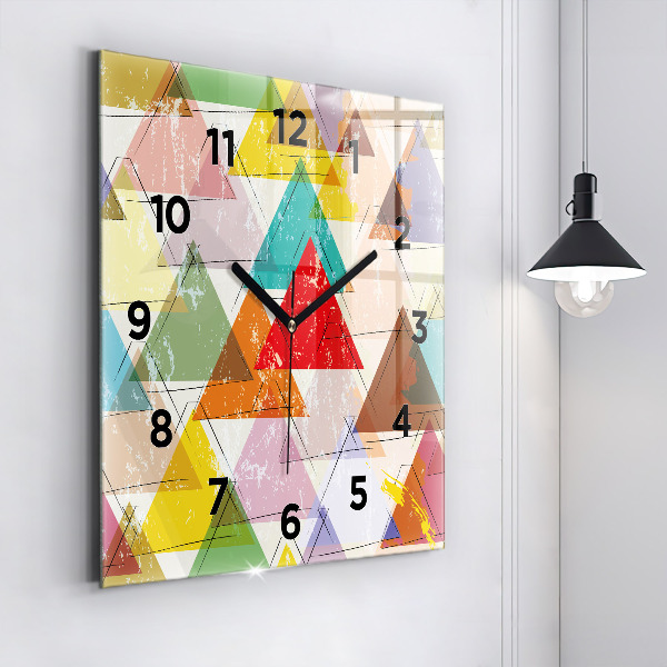 Skleněné hodiny čtvercové Geometrické trojúhelníky