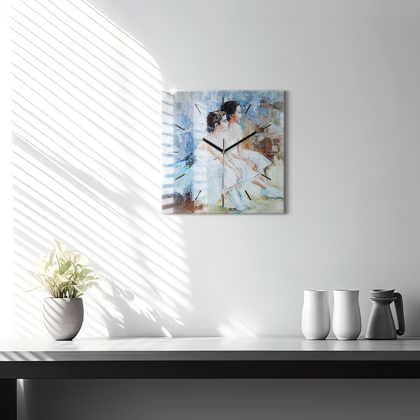 Skleněné hodiny čtvercové Mladé baletky