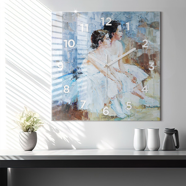 Skleněné hodiny čtvercové Mladé baletky
