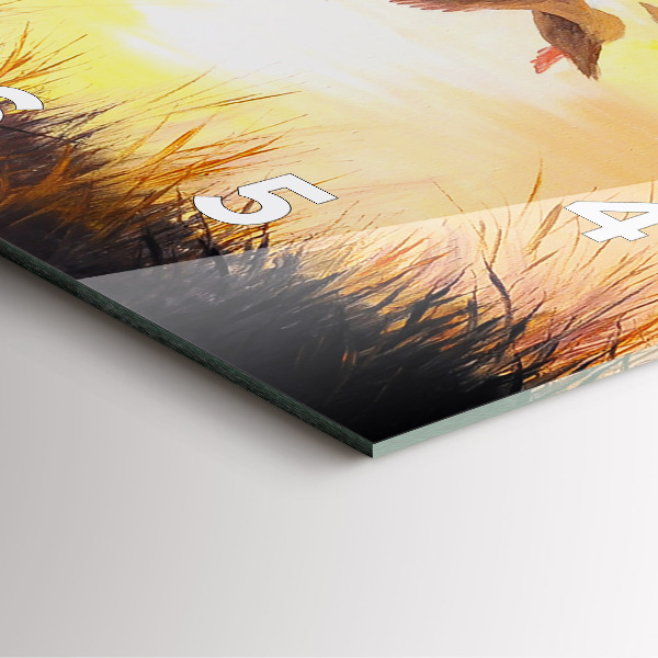 Skleněné hodiny čtvercové Jeřábi při západu slunce