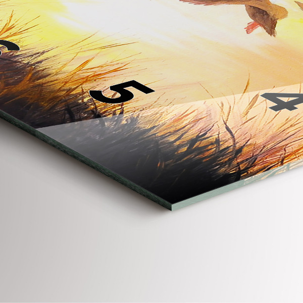 Skleněné hodiny čtvercové Jeřábi při západu slunce