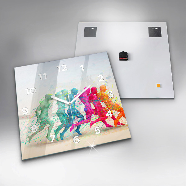 Skleněné hodiny čtvercové Barevní lidé