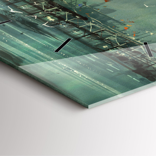 Skleněné hodiny čtvercové Rybářská vesnice