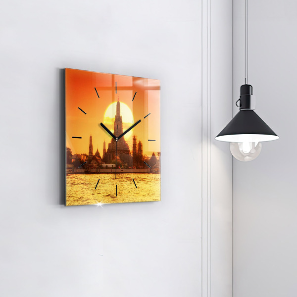 Skleněné hodiny čtvercové Wat arun Bangkok Thajsko