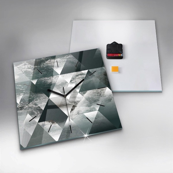 Skleněné hodiny čtvercové Abstraktní mořské vlny