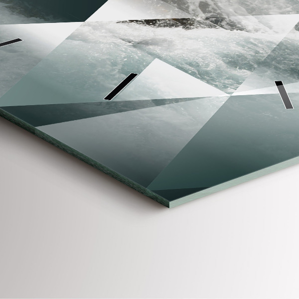 Skleněné hodiny čtvercové Abstraktní mořské vlny