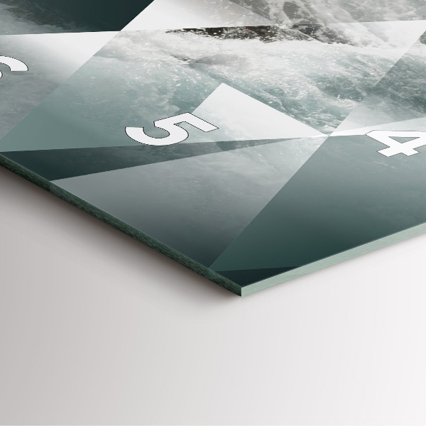 Skleněné hodiny čtvercové Abstraktní mořské vlny